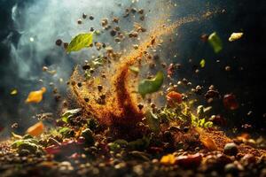 Exploding Spices with Smoke and Herbs photo