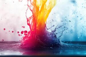 Colorful Liquid Splashes and Bubbles in Water photo
