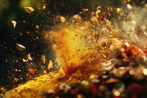 A Burst of Spices and Herbs in Mid-Air photo