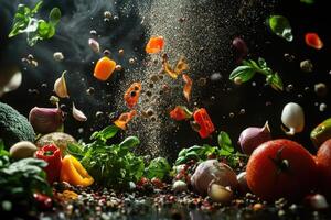 Fresh Vegetables and Spices Exploding with Flavor photo