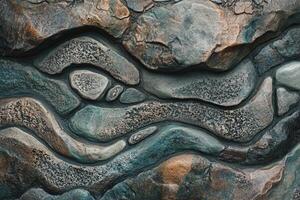 Abstract Stone Wall with Wavy Lines and Uneven Texture photo