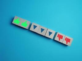Decide to Choose Downtrend, Down Arrow with Thumb Up and Down photo