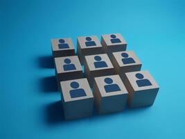 People on wooden cube blocks, People and hiring in business, Team photo