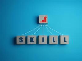 Skills grow, progress graph, accumulate experience to increase skills. business concept photo