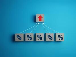 Up arrow with percentage, interest rate increase photo