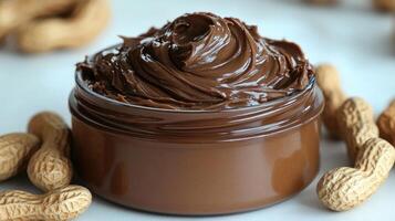 Rich chocolate spread and roasted peanuts, the perfect sweet indulgence photo