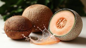 Fresh melons burst with flavor and color in vibrant summer display photo