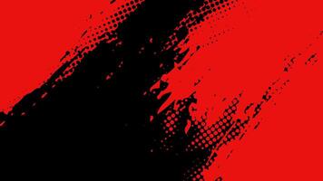 Red color grunge paint splash and halftone on dark background. vector