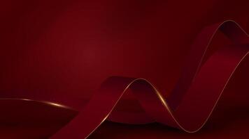 red ribbon with gold border. Abetratch luxury background. vector