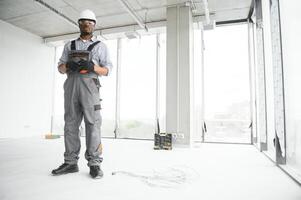 Portrait of a worker in a construction site photo