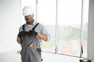 Portrait of a worker in a construction site photo