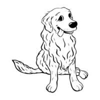 A cheerful and happy Golden Retriever dog is sitting playfully with a joyful expression. sketch illustration. Pet shop vector