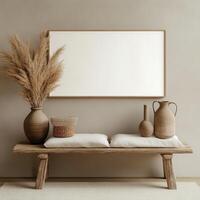 Minimalist interior design featuring natural elements and decor photo