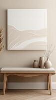 Artistic wall decor with neutral tones in modern interior setting photo