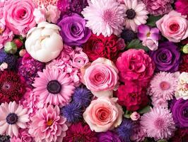 Colorful pink and purple flower arrangement photo