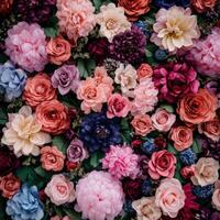 Colorful display of artificial flowers in vibrant arrangement photo
