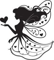 Whimsical Fairy with Heart Patterns Elegant Decorative Art vector