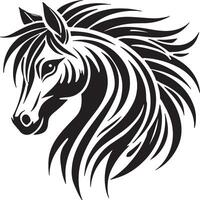 Tribal Horse Head Illustration Elegant Black-and-White Design vector