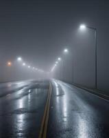 Magnificent Night road surface with fog and light reflection 43 photo