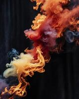 Abstract Fire and Smoke Texture Fiery Swirls and Billows on a Dark Backdrop for Design photo