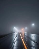 Magnificent Night road surface with fog and light reflection 43 photo