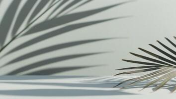 Minimal Abstract Background with Blurred Palm Leaf Shadows on Light Blue Surface. photo
