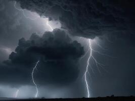Intense Thunder and Lightning in Nature - Electrifying Storm Scene. photo