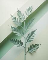 design with paper cutouts of Light Green Abstract Background Arranged Leaves in Diagonal photo