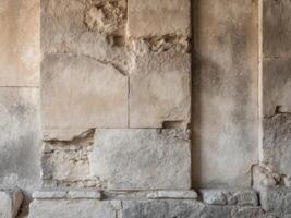 Weathered Ancient Stone Walls with Faded Texture Ideal for Backgrounds in Historical or Heritage Themes. photo