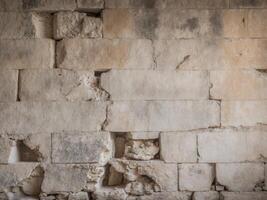 Weathered Ancient Stone Walls with Faded Texture Ideal for Backgrounds in Historical or Heritage Themes. photo