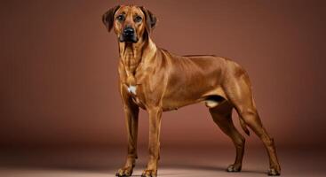 Majestic rhodesian ridgeback against brown studio background photo
