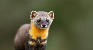 Curious pine marten in natural habitat, focusing on wildlife diversity and conservation photo