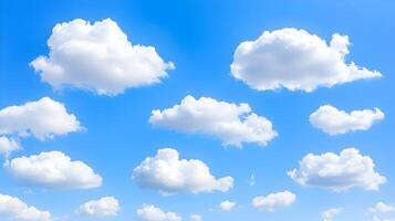 A blue sky with many clouds photo