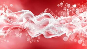 A red ribbon is on a red background photo