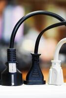 Wires plugged into power bar photo