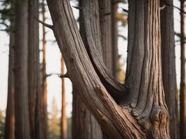 Cedar trunk splitting into multiple leaders. photo