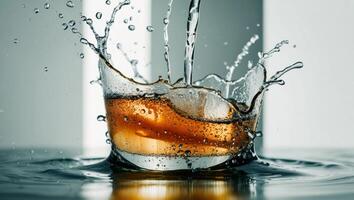 Refreshing Drink Splashing Dynamic Scene. photo