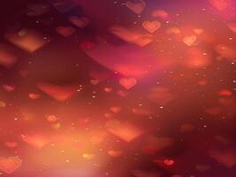 Abstract red heart bokeh background. photo