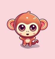 Monkey Chibi Character shocked vector