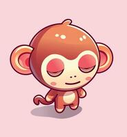 Monkey Chibi Character Lazy vector