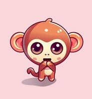 Monkey Chibi Character Excited vector