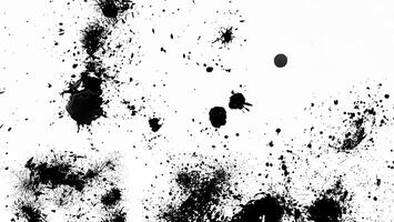 Abstract black ink splatter texture isolated on a clean white background, perfect for artistic and design use. photo