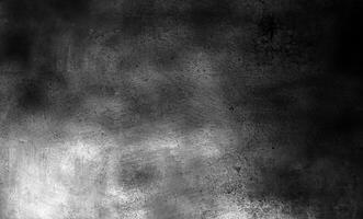 Abstract grunge black textured background with scratches, light reflections, and uneven surface patterns. photo