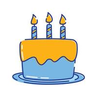 Birthday Cake Icon Illustration with bright color palette in doddle style. Perfect for festive designs, invitations, new year event, and holiday themed projects. vector