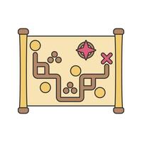 Adventure Map Icon Illustration with bright color palette in flat design style. Perfect for game themed designs and projects. vector