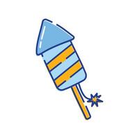 Rocket Firework Icon Illustration with bright color palette in doddle style. Perfect for festive designs, invitations, new year event, and holiday themed projects. vector