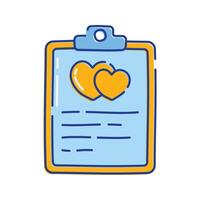 Clipboard with Heart Icon Illustration with bright color palette in doddle style. Perfect for festive designs, invitations, new year event, and holiday themed projects. vector