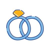 Wedding Rings Icon Illustration with bright color palette in doddle style. Perfect for festive designs, invitations, new year event, and holiday themed projects. vector