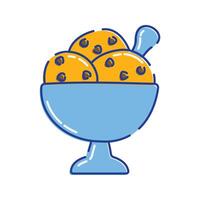 Ice Cream Bowl Icon Illustration with bright color palette in doddle style. Perfect for festive designs, invitations, new year event, and holiday themed projects. vector