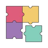 Puzzle Pieces Icon Illustration with bright color palette in flat design style. Perfect for game themed designs and projects. vector